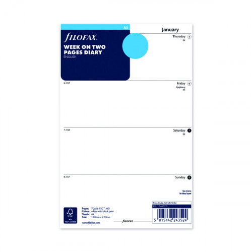 Filofax Refill Week to View A5 2022 22-68522