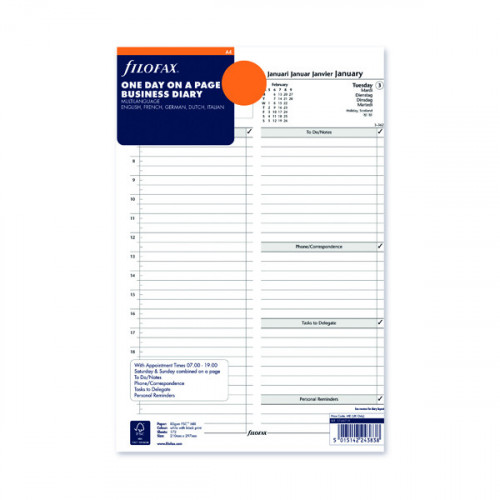 Filofax Refill Day Per Page A4 2022 22-68719