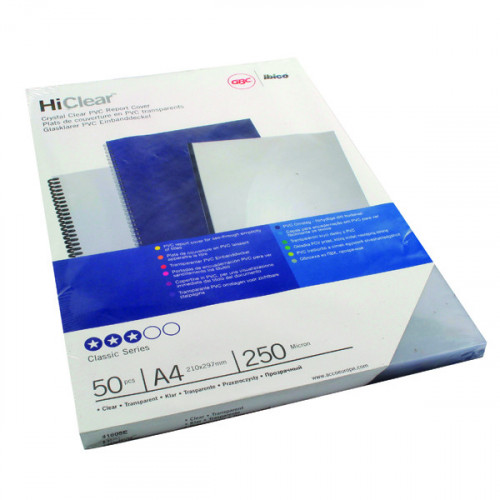 GBC HICLEAR A4 BIND COVR 250MIC PK50