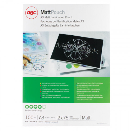 GBC A3 LAM POUCH MATT 150MIC PK100