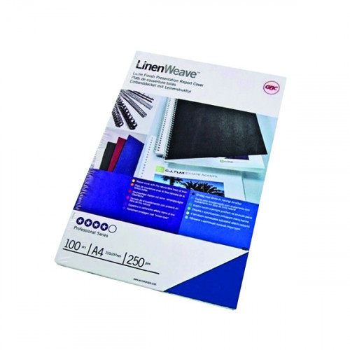 GBC LinenWeave A4 Binding Cover 250 gsm Blue (Pack of 100) CE050029