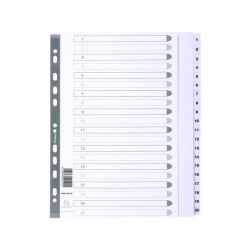 Exacompta Guildhall Mylar Index 1-20 A4 Maxi White MWD1-20Z-EW