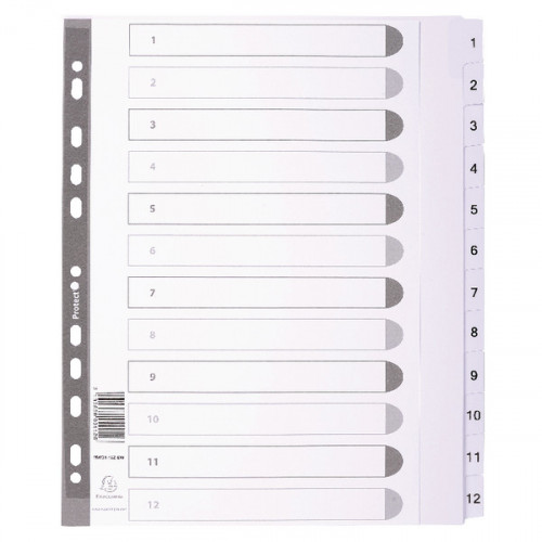 Exacompta Guildhall Mylar Index 1-12 A4 White MWD1-12Z