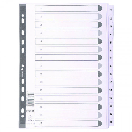 Exacompta Guildhall Mylar Index 1-15 A4 White MWD1-15Z