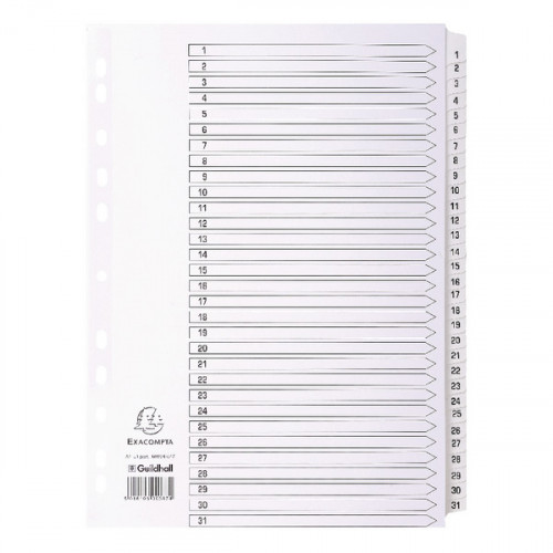 Exacompta Guildhall Mylar Index 1-31 A4 White MWD1-31Z