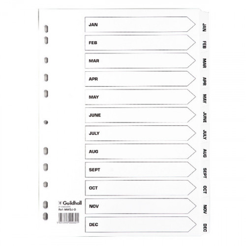 Exacompta Guildhall Mylar Index January - December A4 White MWDJ-DZ