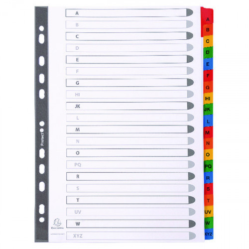 Exacompta Guildhall Mylar Index Coloured Tabs 20-Part A-Z A4 White 1111E