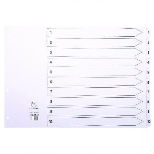 Exacompta Guildhall Mylar Index 1-10 A3 White MWD1-10A3Z