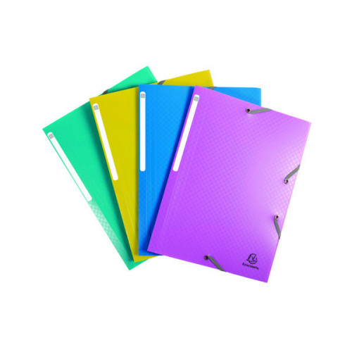 Exacompta Forever Young 3 Flap Folder PP Elasticated A4 Assorted (Pack of 4) 55190E