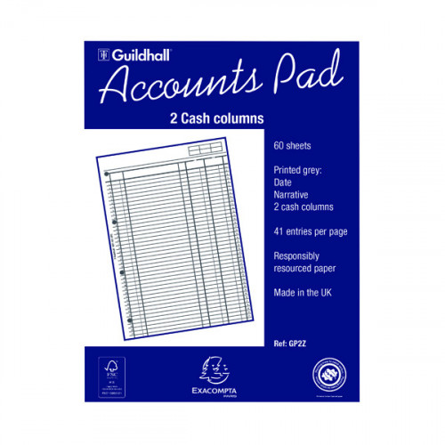 Exacompta Guildhall 2-Column Cash Account Pad A4 GP2