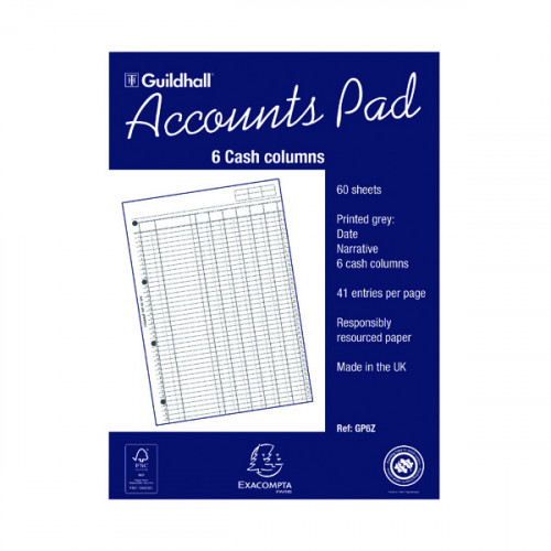 Exacompta Guildhall 6-Column Cash Account Pad A4 GP6
