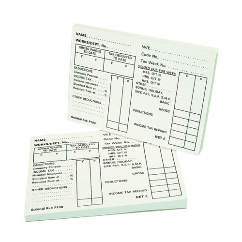 Exacompta Guildhall Pay Slip Pad 100 Leaves (Pack of 5) 1609
