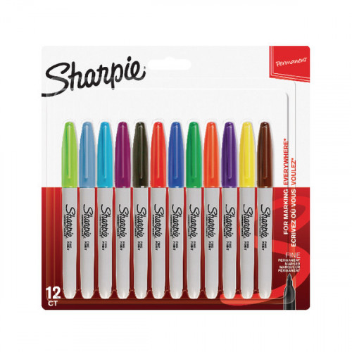 SHARPIE PERM MARKER FINE AST PK12