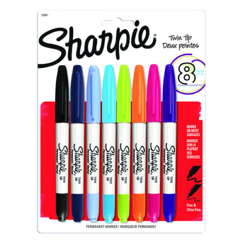 SHARPIE TWIN TIP MARKER ASSORTED PK8