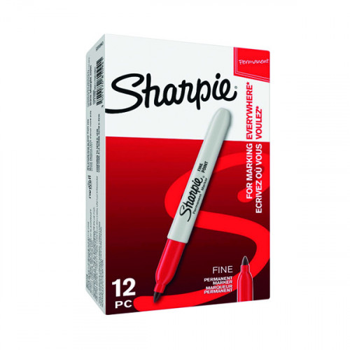 SHARPIE PERMNT MARKER FINE RED PK12