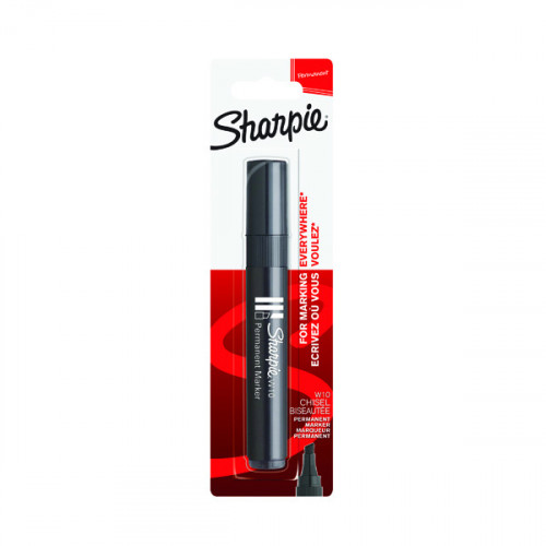 Sharpie W10 Permanent Marker Chisel Tip Black Blister (Pack of 12) S0192667