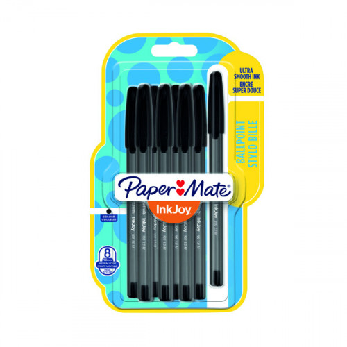 PAPERMATE INKJOY 100 CAP MED BLK PK8