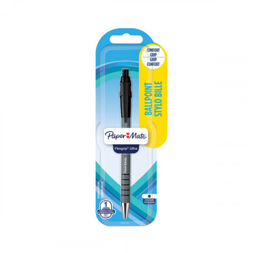 PaperMate Flexgrip Retractable Ballpoint Pen Medium Black (Pack of 12) 2027738