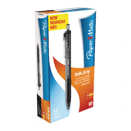 PaperMate Inkjoy 300 Retractable Ballpoint Pen Medium Black (Pack of 12) S0959910