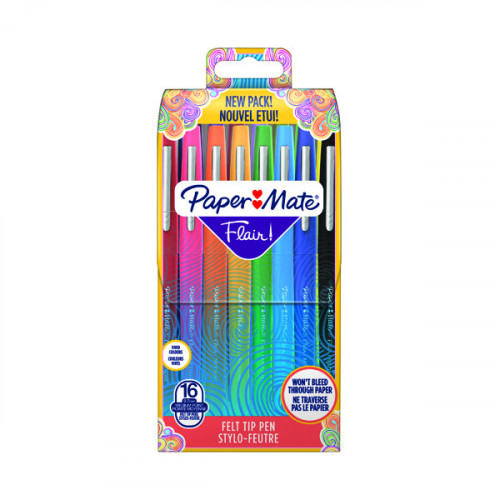 PAPERMATE FLAIR FIBRE TIP ASST PK16