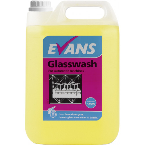 Evans Glasswash, Machine glasswash liquid per 5 Ltr (A069EEV2)