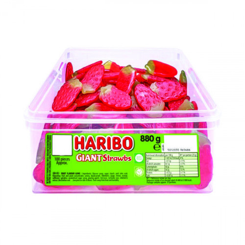 Haribo Giant Strawbs 100 Sweet Drum 9547