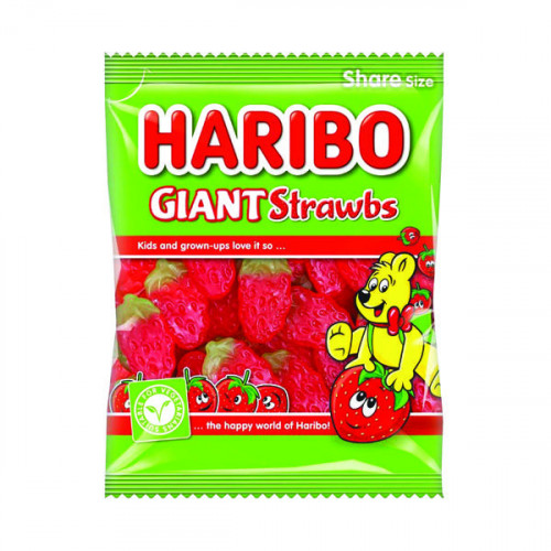 HARIBO GIANT STRAWBS BAG 160G PK12