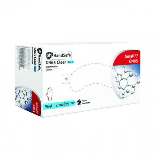 Handsafe Powder-Free Vinyl Gloves Small Clear (Pack of 100) GN65