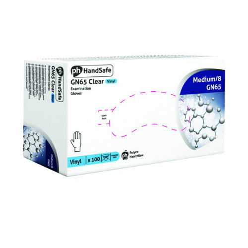 Handsafe Powder-Free Vinyl Gloves Medium Clear (Pack of 100) GN65