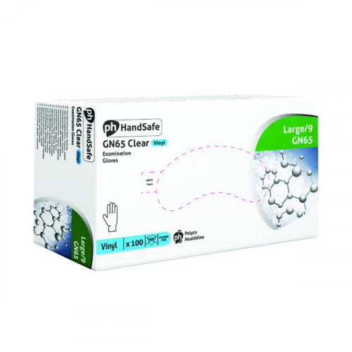 HANDSAFE PF VINYL GLOVES L CLR PK100