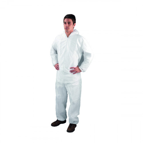 SINGLE USE NON WOVEN M COVERALL WHT