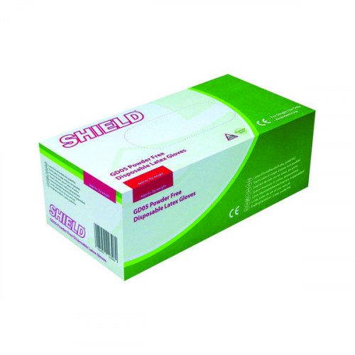 SHIELD P/F LATEX GLOVES L PK100X10