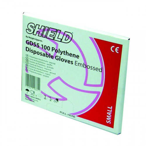 SHIELD POLYTHENE GLOVE CLR L PK100