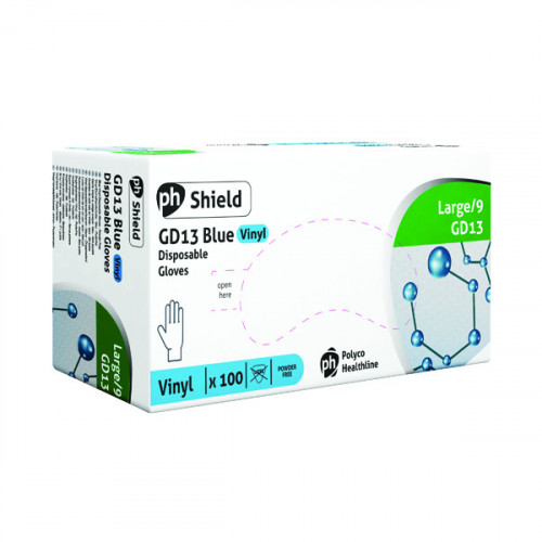 SHIELD PF VINYL GLOVES LARGE PK100