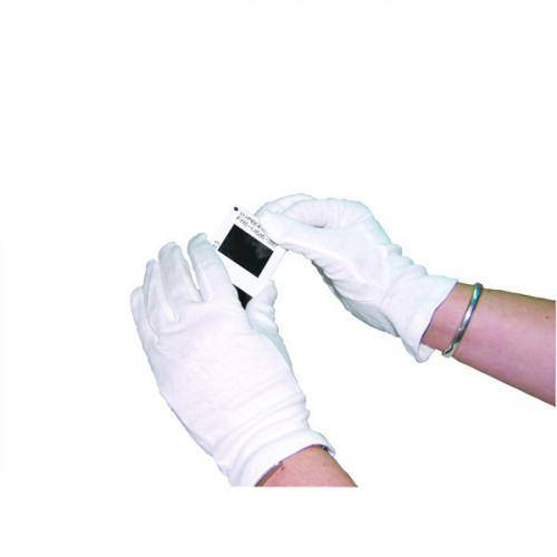 WHITE KNITTED MED COTTON GLOVES PK10
