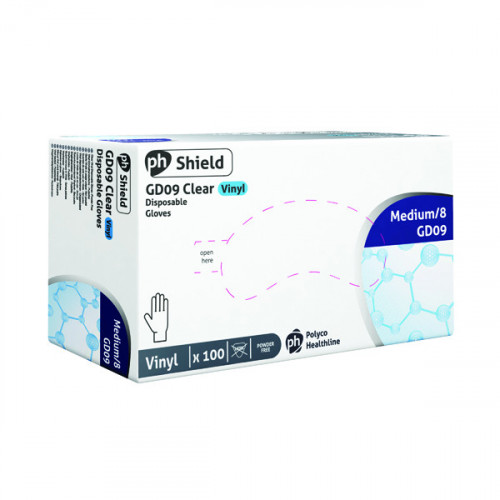 SHIELD PF VINYL GLOVES M PK100