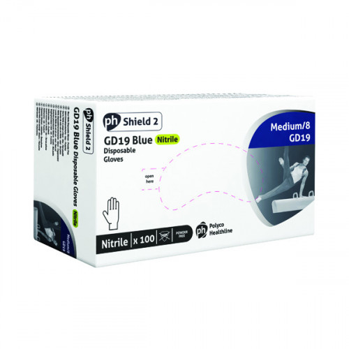 SHIELD PF NITRILE GLOVES M P100 GD19