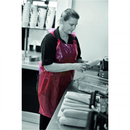 DISB APRON POLYTHENE RED PK1000