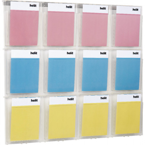 HELIT WALL DISPLAY 12XA4 POCKETS CLR