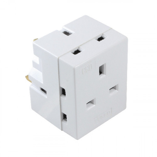 CED 3-WAY ADAPTOR FUSED 13 AMP WHITE