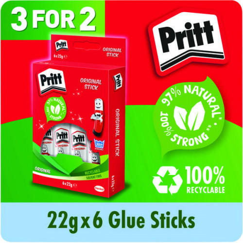 PRITT STICK GLUE STICK 22G PK6 3FOR2