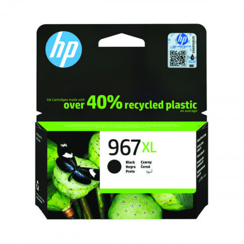 HP 967XL Original Black Ink Cartridge Extra High Yield (3,000 page capacity) 3JA31AE