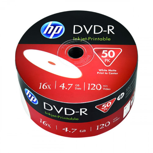 HP DVD+R Inkjet Print 16X 4.7GB Wrap (Pack of 50) 69304