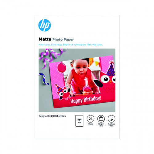 HP Matte Photo Paper 4x6 Inch (Pack of 25) 7HF70A