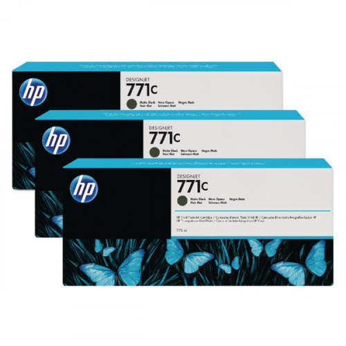 HP 771C Matte Black Designjet Ink Cartridge (Pack of 3) B6Y31A