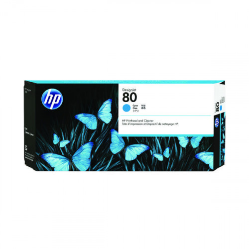 HP 80 Cyan Printhead/Cleaner (2,200 Page Capacity) C4821A