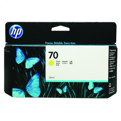 HP 70 Yellow Inkjet Cartridge (Standard Yield, 130ml) C9454A