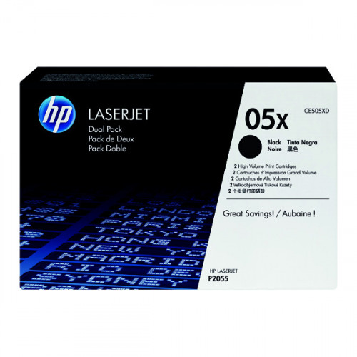 HP 05X Black Laserjet Toner Cartridge (Pack of 2) CE505XD