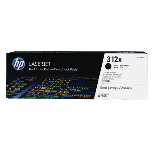 HP 312X Black High Yield Laserjet Toner Cartridge (Pack of 2) CF380XD