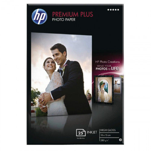 HP White 10x15cm Premium Plus Glossy Photo Paper (Pack of 25) CR677A